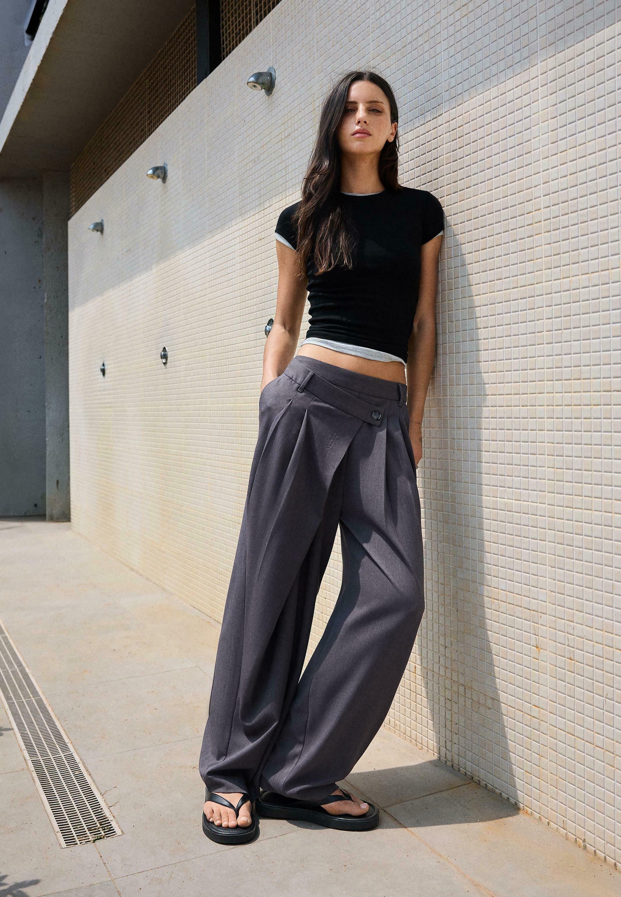 Bershka TAILORED - Broek - gemêleerd donkergrijs