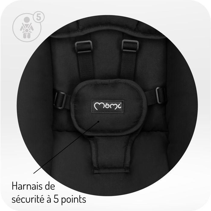MoMi KENANI ONYX – Sähköinen vauvankeinu – Bluetooth – Kaukosäädin – Lelut sisältyvät – LED-näyttö – Musta