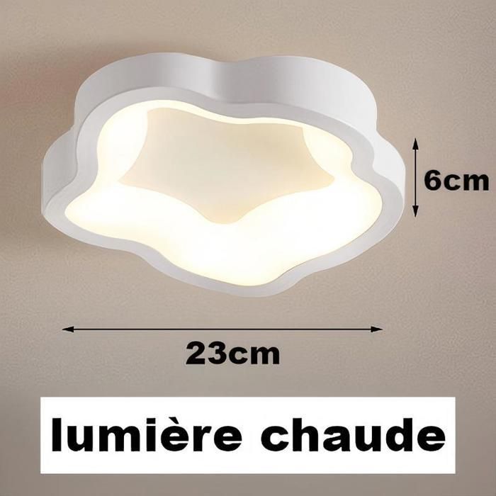 Lámpara de techo LED moderna blanca WOTTES - Lámpara de techo de 14 W con diseño floral en luz blanca cálida para pasillo y baño - 1 unidad, 23 cm de diámetro
