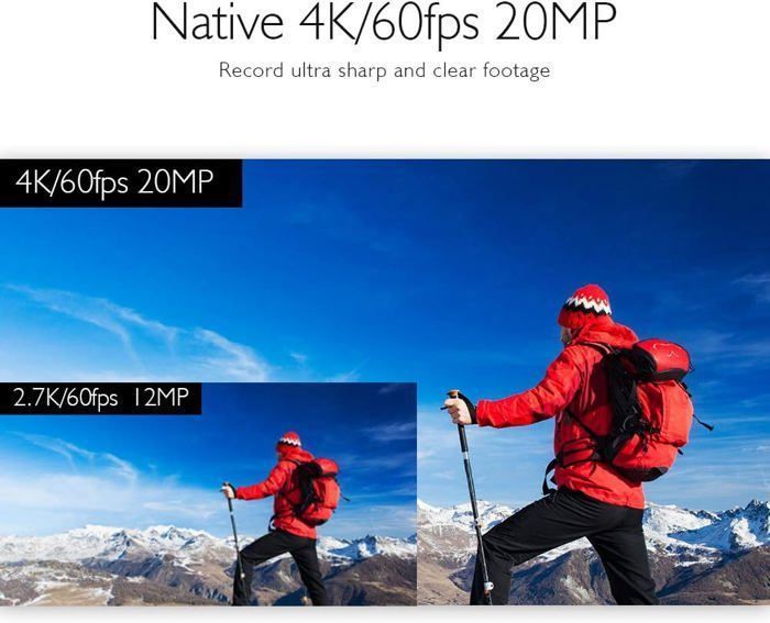 Câmera esportiva AKASO V50 Elite à prova d'água, 4K-60fps, 20 megapixels com cartão de memória Extreme de 64 GB - Preta