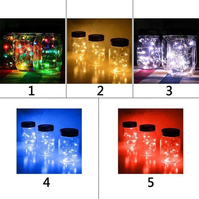 Luces solares para macetas Mason, paquete de 3, luces decorativas para macetas Mason, lámpara de araña solar de hadas de 20 LED, ideal para la boca