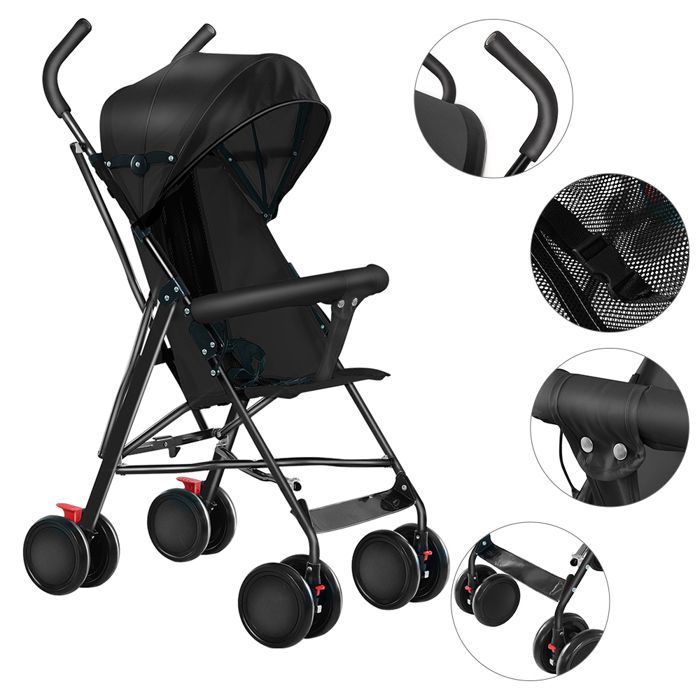 Cochecito compacto SUPFINE para bebés de 6 meses en adelante (hasta 15 kg), plegable, con capota y mosquitera.