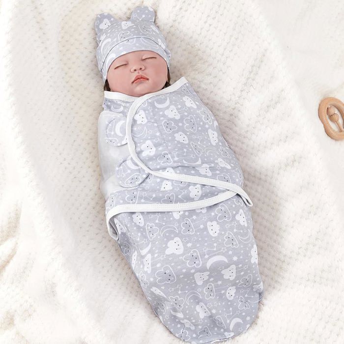Baby-Puckdecke 0–6 Monate, 100 % Baumwolle, Grau – Für Neugeborene (Jungen/Mädchen) – Babypflege