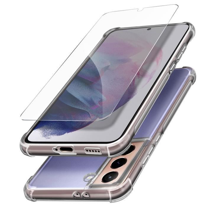 Pack Protection - AVIZAR - Samsung Galaxy S21 5G - Coque Souple - Verre Trempé - Protection 360°