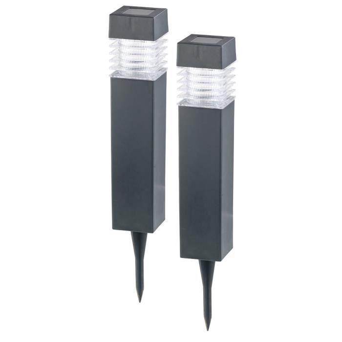 Baliza solar LED - LUNARTEC - Cuadrada - Negra - Exterior - Diseño moderno