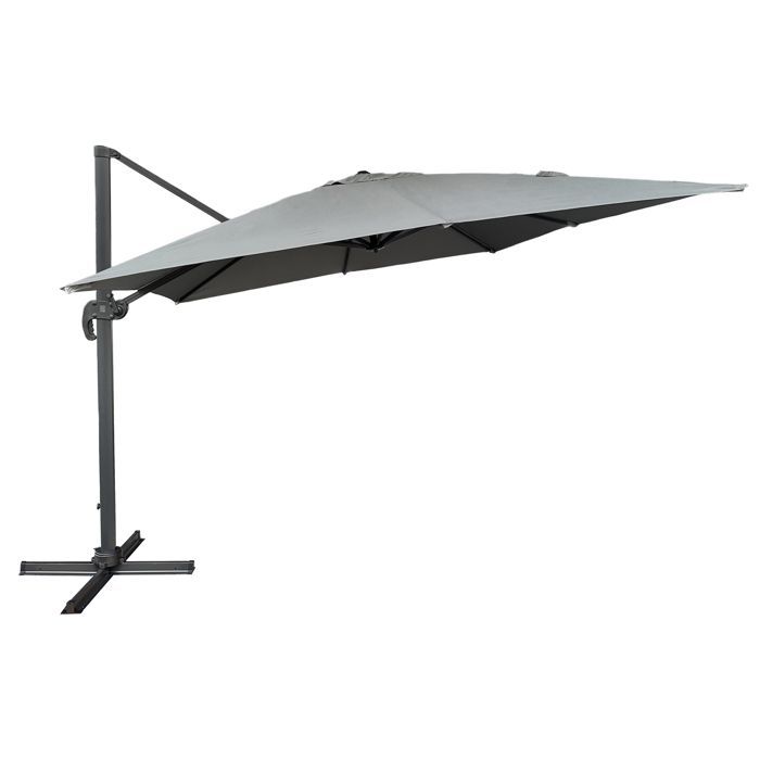 Sombrilla voladiza cuadrada MOLOKAI de 3x3 m, gris + funda