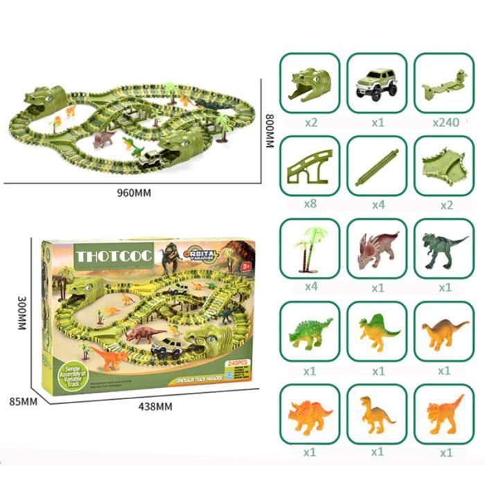 THOTCOC Dinosaur Car Track - Construction toy for children aged 3 and up - 269 pieces
