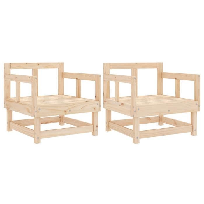 Sillas de jardín vidaXL, 2 unidades, asientos con reposabrazos, sillones con respaldo, muebles de exterior para patio, madera 825387