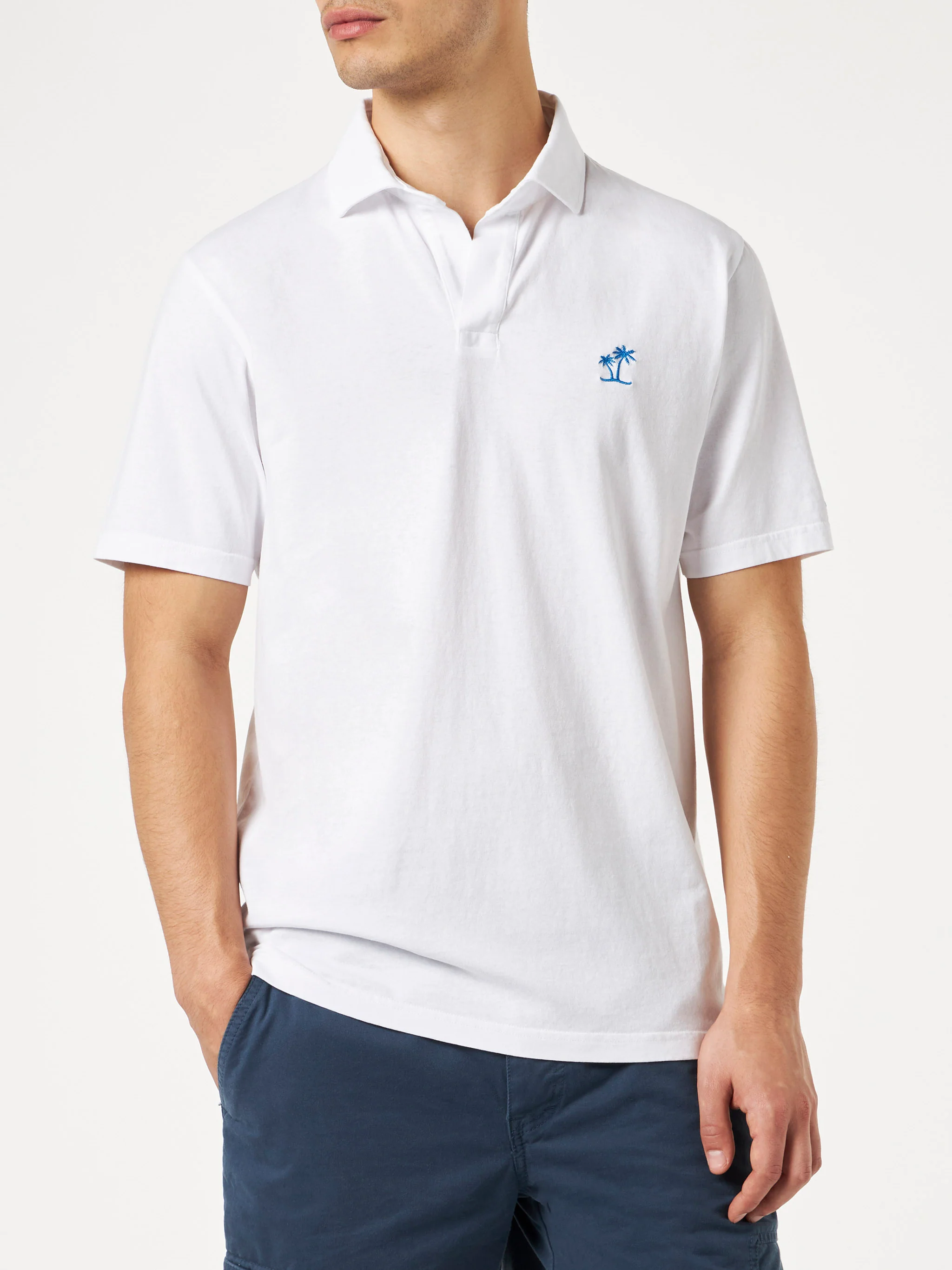Herenpolo van wit katoenjersey