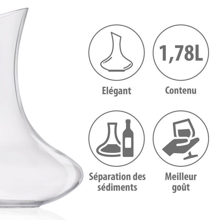 Carafe Vin,Decanteur Aérateur à Vin pour le Vin, Carafe à Vin 1,78 litres,Carafe à Vin Originale,Carafe à Vin Rouge