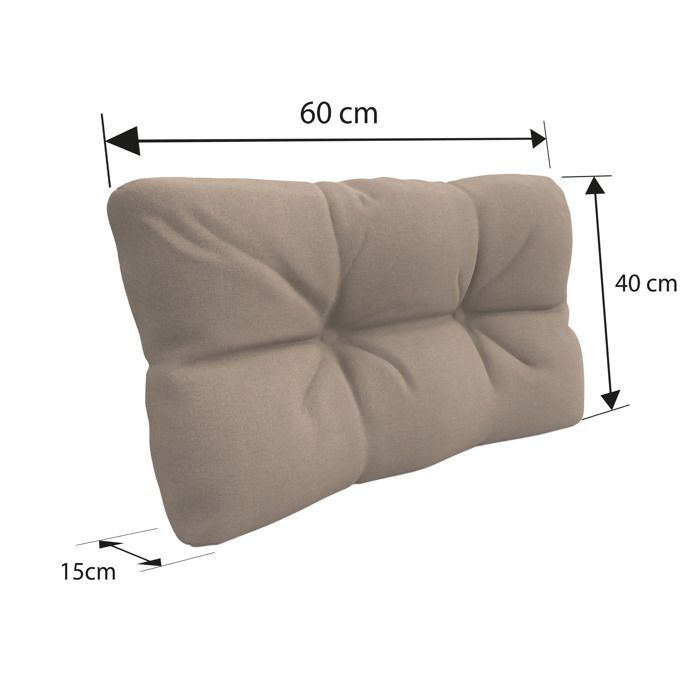 Cojín acolchado - POKAR - Respaldo 60x40 - 100% polipropileno - Interior/Exterior - Beige