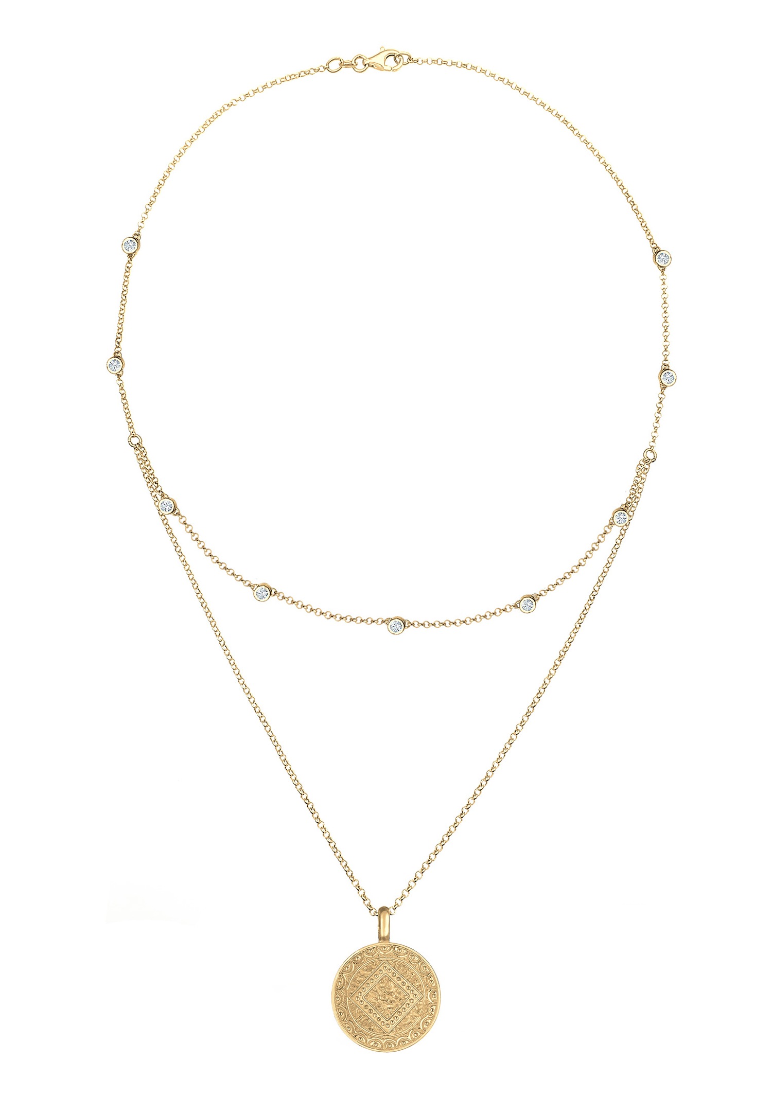 Elli Femmes Couches Look Monnaie plaquette Vintage avec cristaux en argent sterling 925