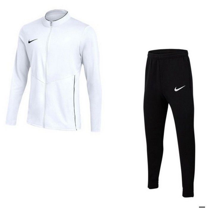 Tuta da jogging da uomo Nike Swoosh bianca e nera - Tecnologia Dri-Fit - Collo alto - Maniche lunghe - Traspirante