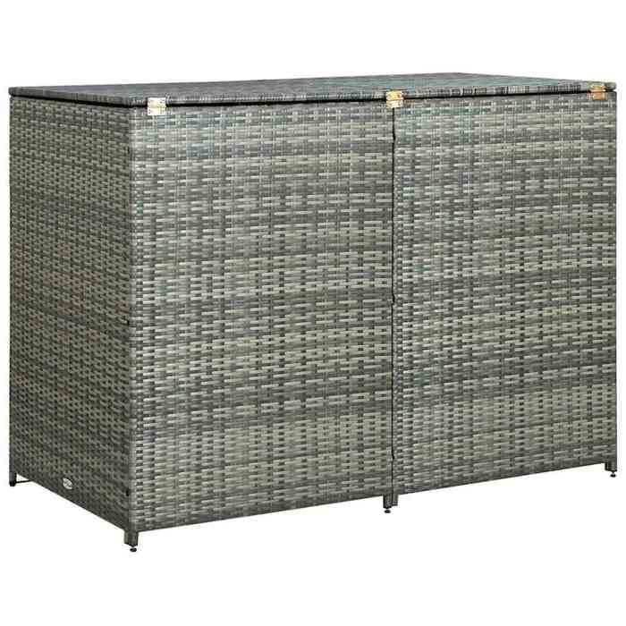 Refugio doble para contenedores vidaXL, resina tejida, antracita, 148x77x111cm
