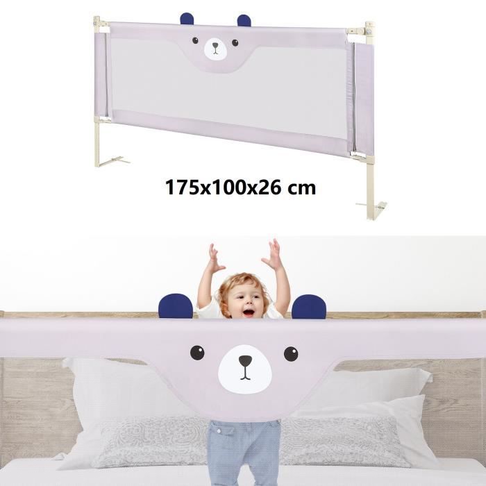 Willonin® Baby Safety Bed Rail, Breathable Mesh and Adjustable Height, Bear Pattern, 175x100x26 cm