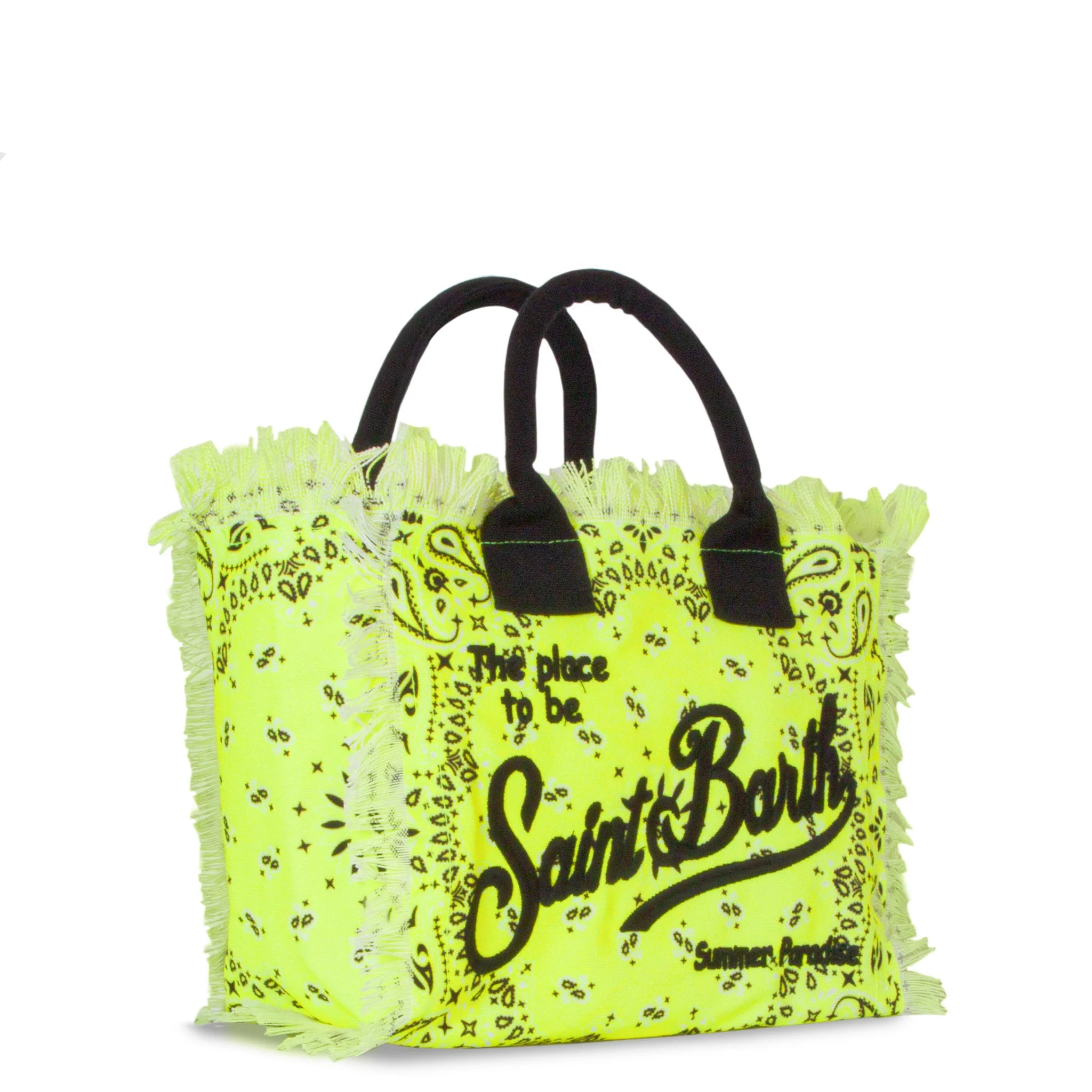 Colette katoenen canvas tas met neongele bandana-print.