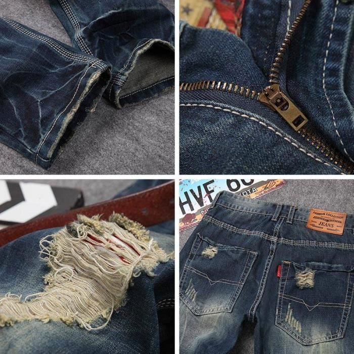 Jeans da uomo - INSFITY - Decolorati/Abrasioni/Strappi - Vestibilità regolare - Cotone