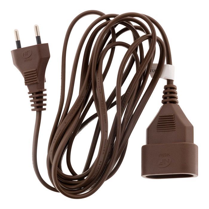 Cable de extensión de 3 m - HO3VVH2F 2x0,75 mm² 6 A - marrón - Zenitech