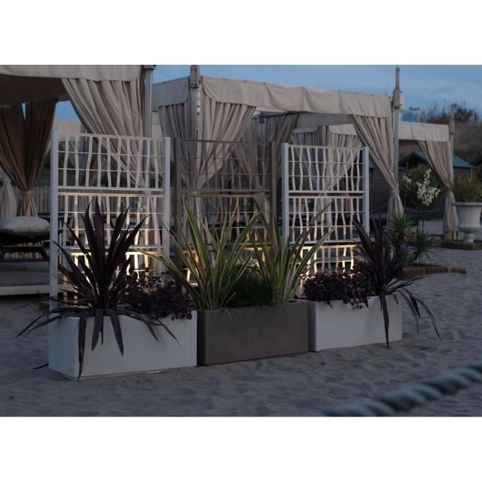 STEFANPLAST ETHICA Rechteckiger Blumenkasten/Pflanzkasten 80 cm mit Rankgitter - 80 x 36 x 140 cm (H) - Taupe