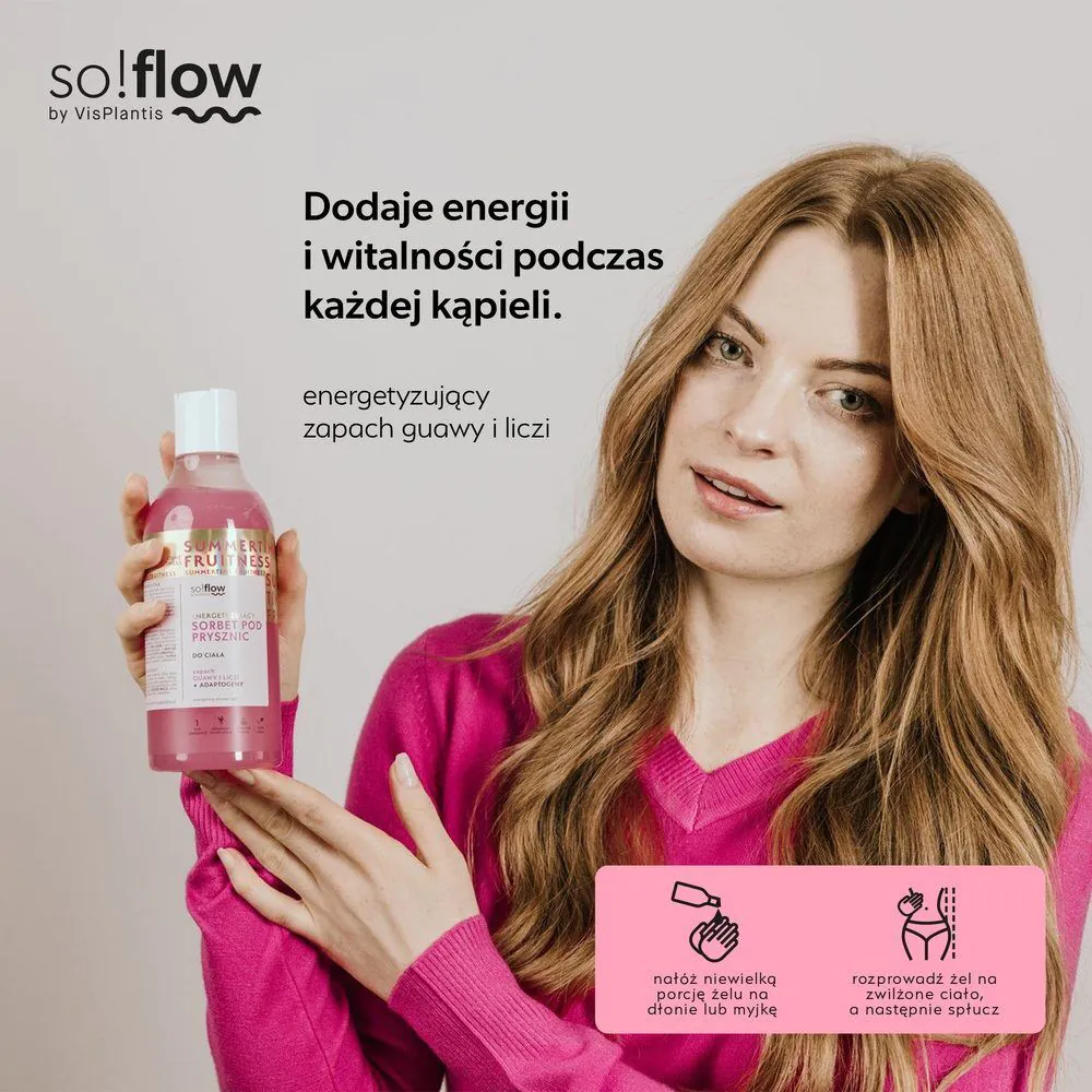 So!Flow Energetyzujący sorbet pod prysznic, Guava i liczi