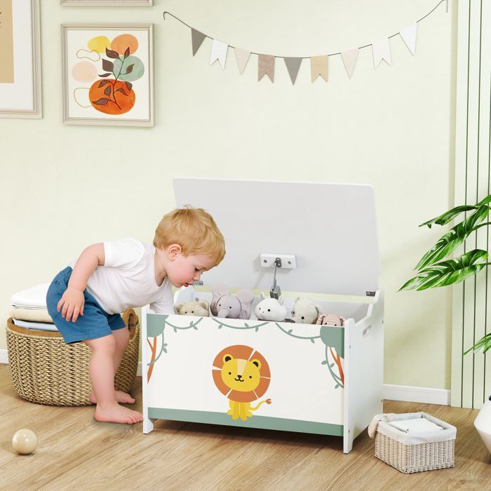 Toy chest - AIYAPLAY - lid - safety hinges - MDF - 60 x 37 x 39 cm - green