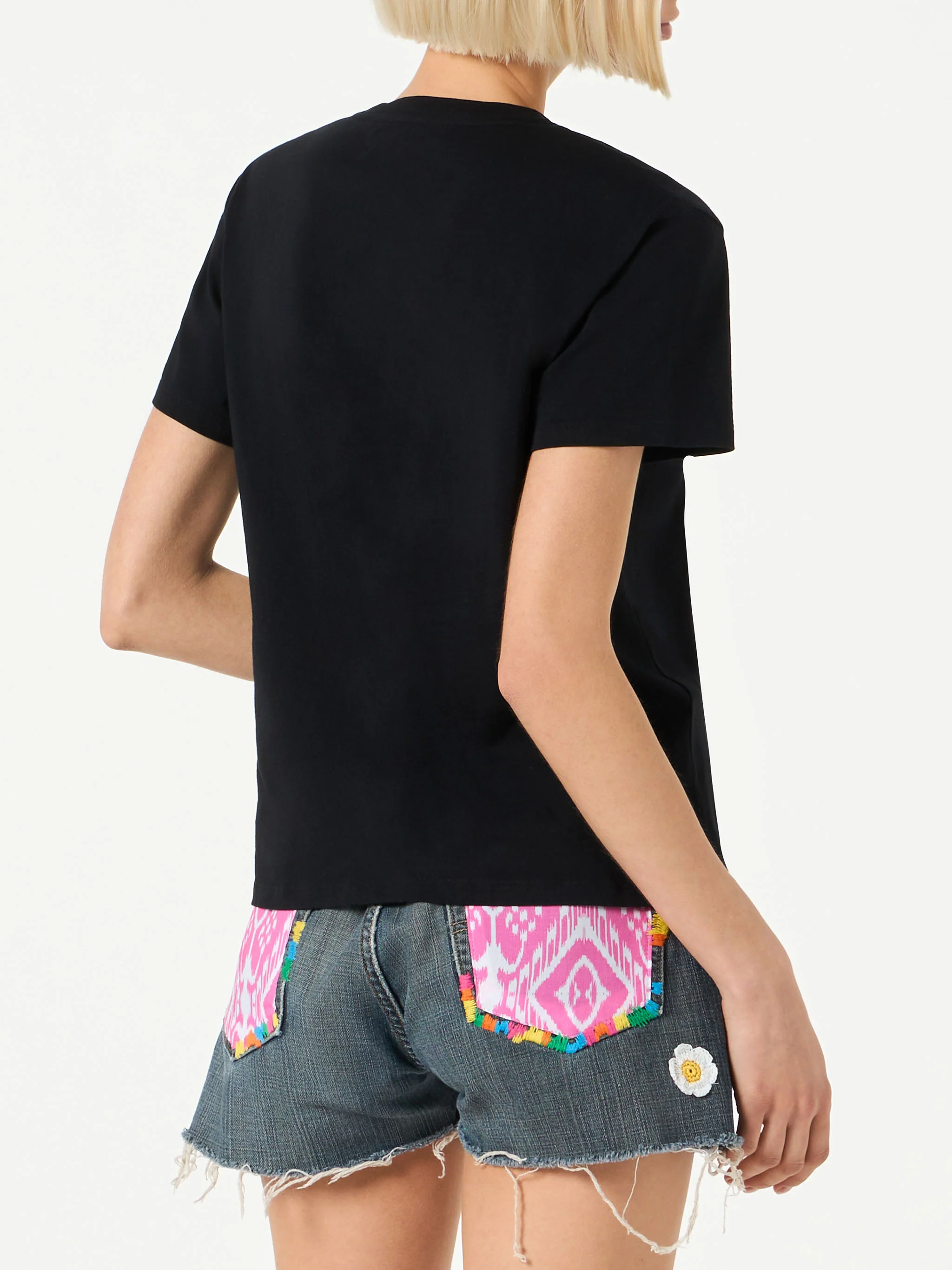 Dames katoenen T-shirt met strass-borduurwerk, bruidsmeisje