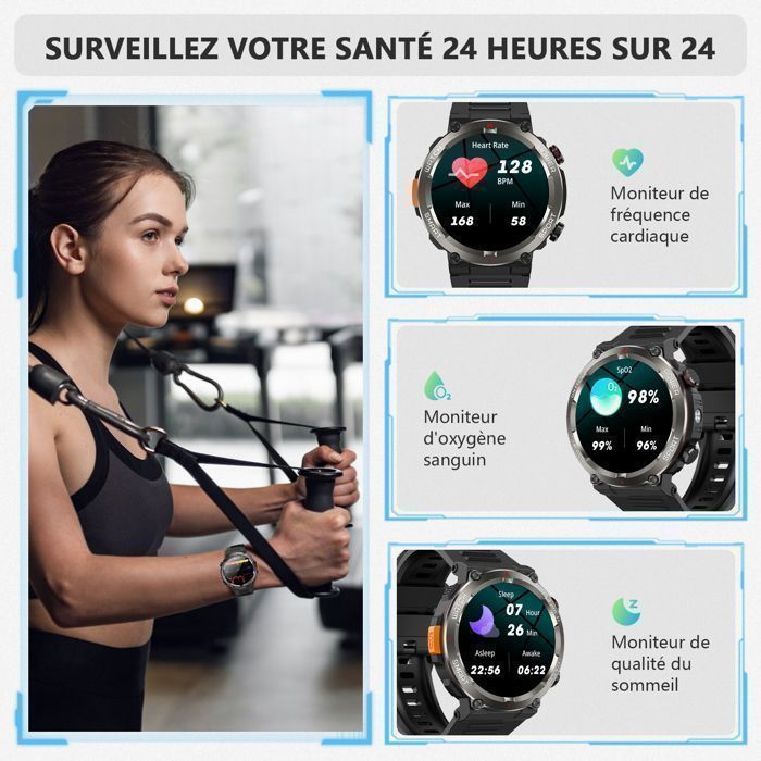 Blackview Smartwatch for Men, 960mAh Battery/LED Light, 1.45