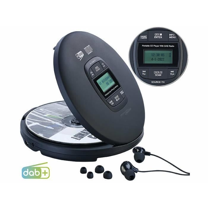 Lecteur CD portatif DAB+ - AUVISIO - Bluetooth 5.0 - Antichoc - Radio numérique - Stéréo