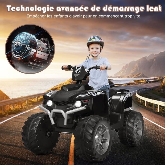 Quad eléctrico GOPLUS para niños de 3 a 7 años con 2 velocidades (2,8-5 km/h), faro, claxon y reproductor de MP3, arranque suave, color negro.