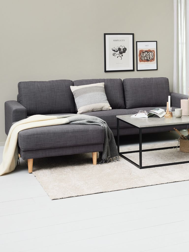 EGENSE Sofa s ležaljkom EGENSE tamno siva tkanina