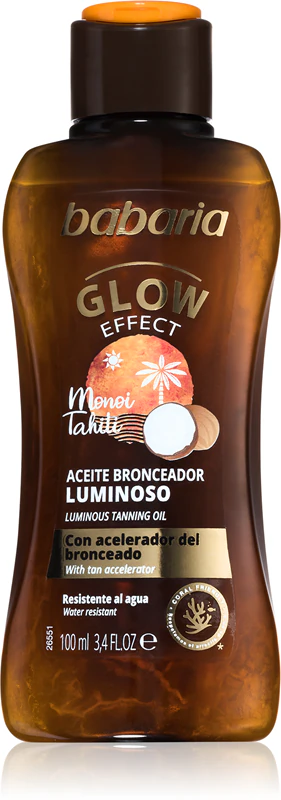 Óleo bronzeador iluminador Babaria Glow Effect Monoi Tahiti