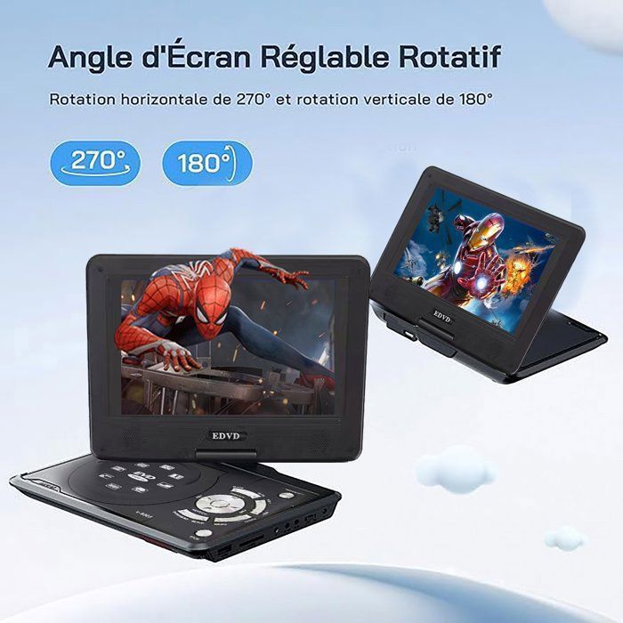 9,8 Pouces Lecteur DVD Portable, Écran HD 9