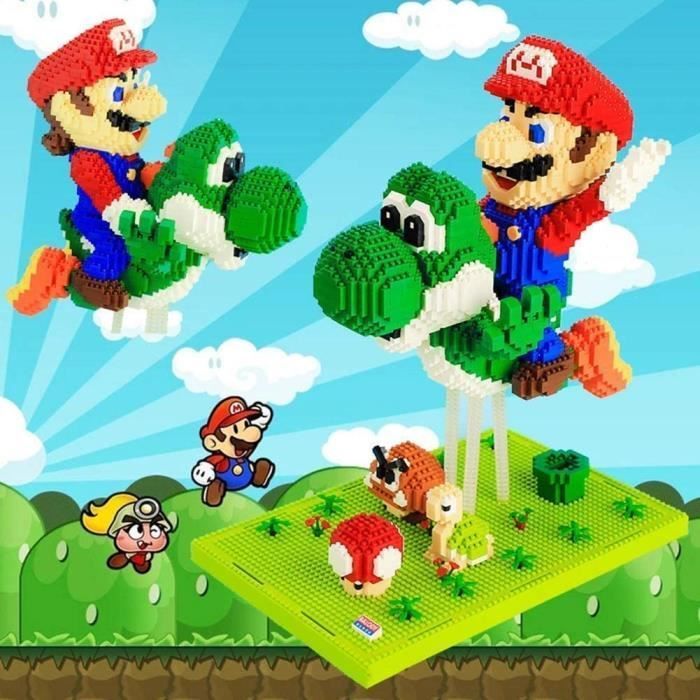 KIT MODELISME Superhero Mario Fly Yoshi Building Building Blocks Jouets 3D Dinosaure Modegravele Assembleacute Figure Nano