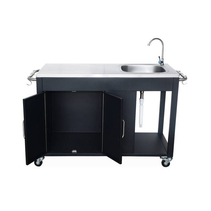 Cucina da esterno in acciaio con lavello e 2 ante, larghezza 139 cm, ROCHEFORT