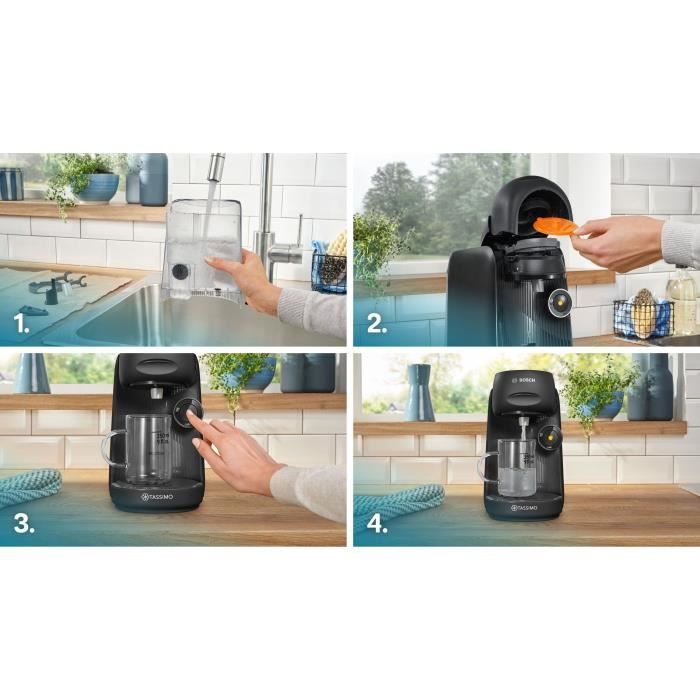 Machine à café multi-boissons - BOSCH - TASSIMO - T16 Finesse noir - 1400 W