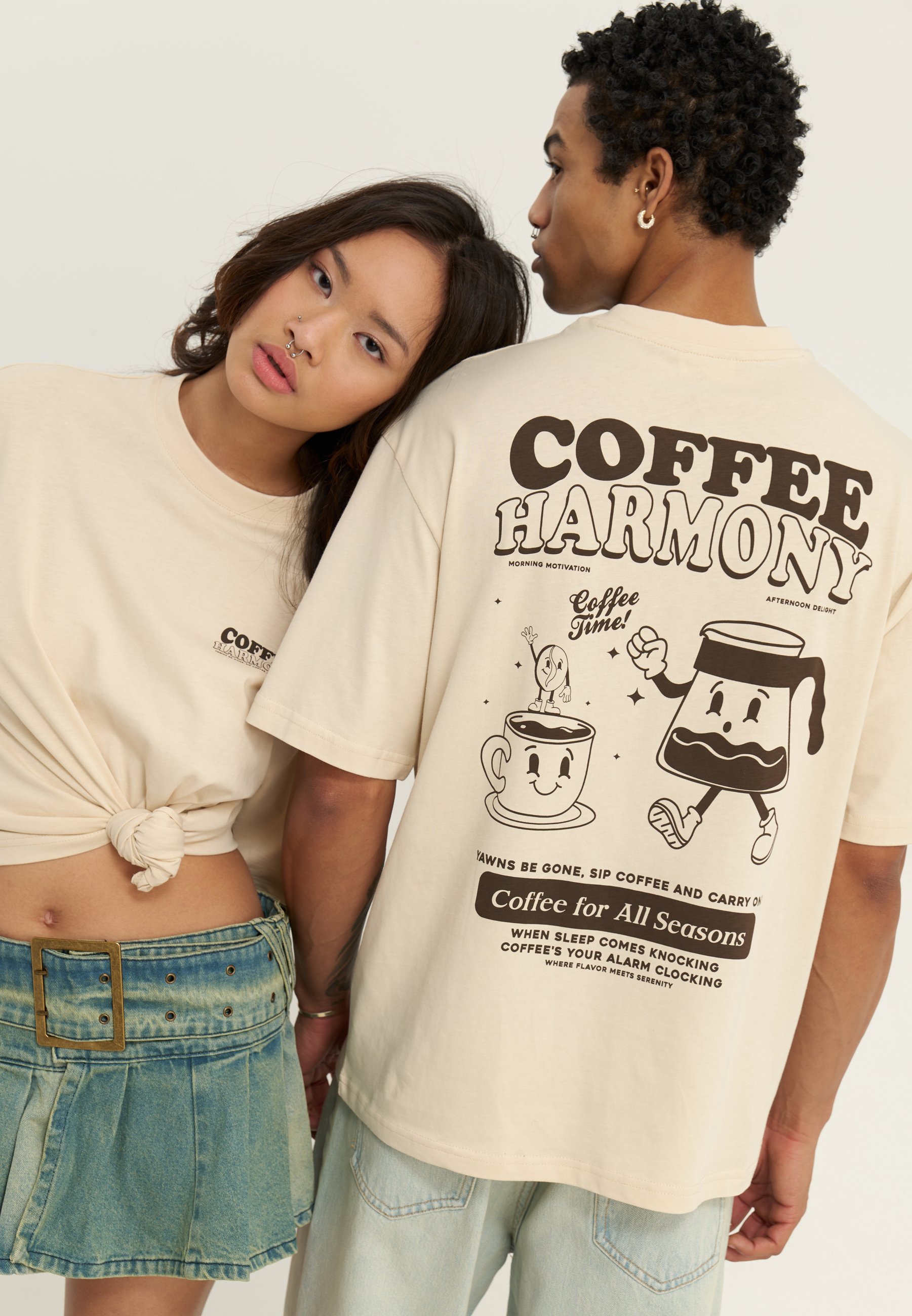 YOURTURN UNISEX - T-shirt met print - beige