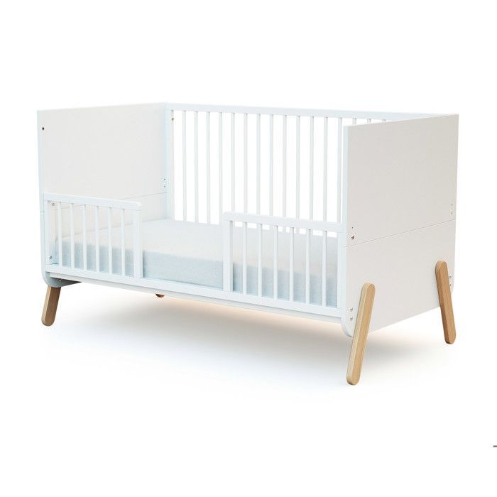 AT4 - SEREN Sponda di protezione in legno per lettino - 140 x 32 x 4 cm, bianca -