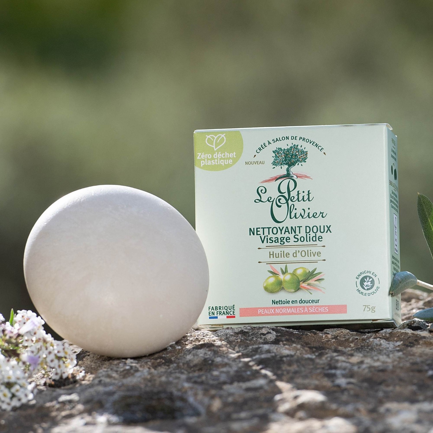 Le Petit Olivier Nettoyant Doux Visage Solide Huile d'Olive