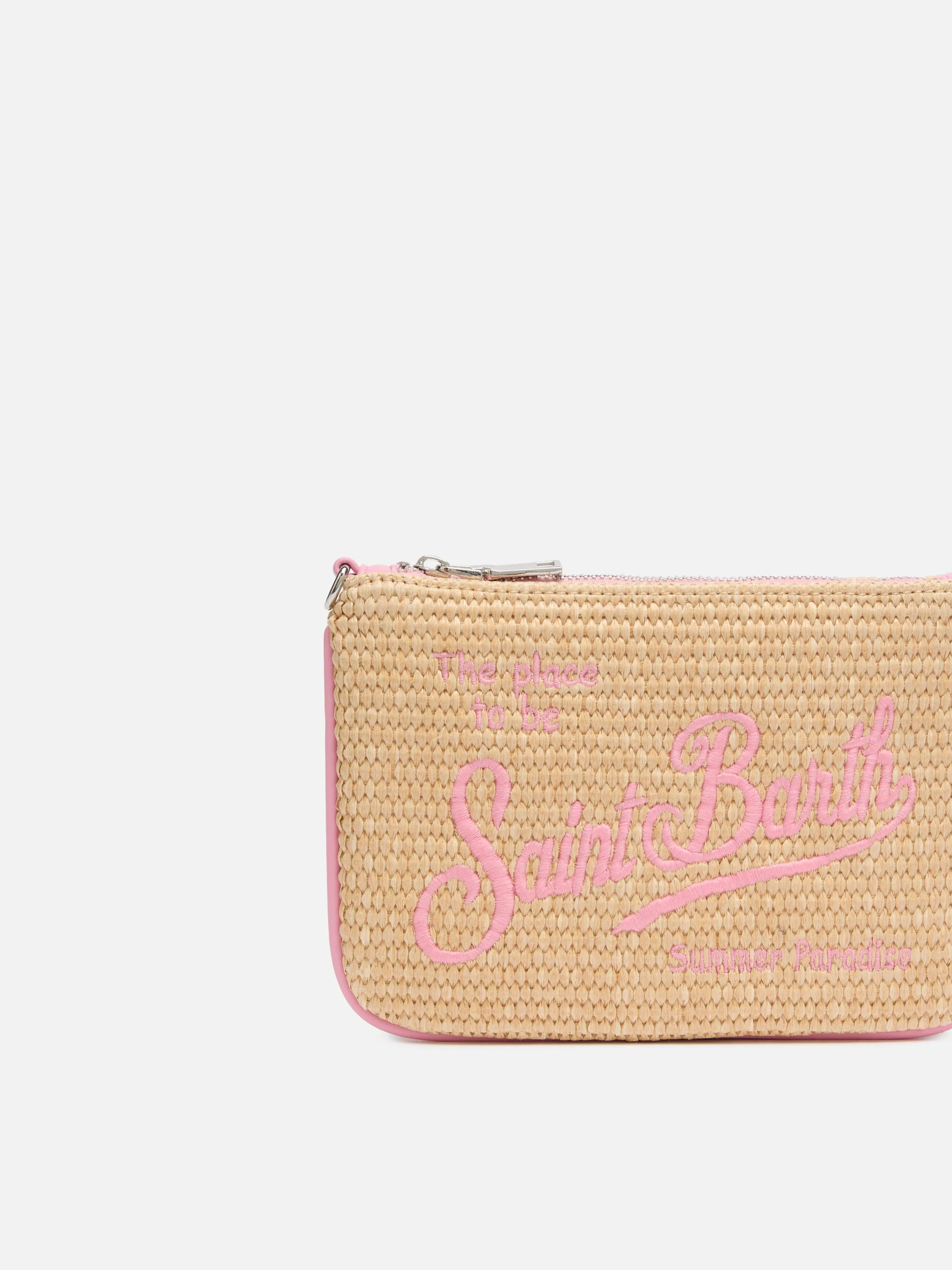 Parisienne mini-etui in beige stro-effect