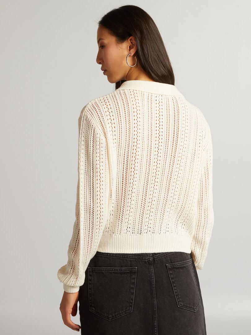 Gehaakt poloshirt - BEIGE