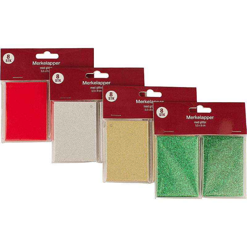 Hem Presentetiketter 8-pack glitter