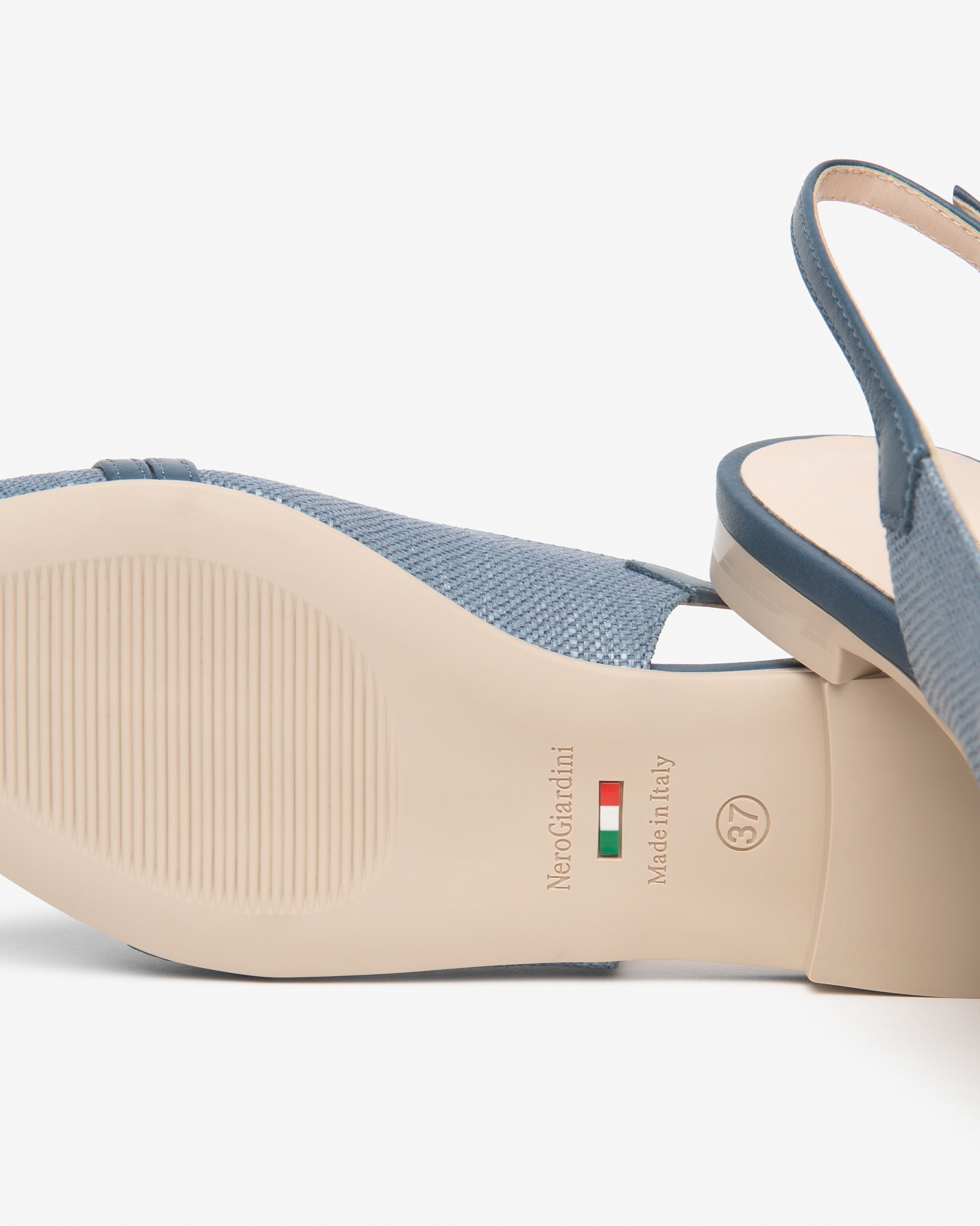  Damen-Slingback aus Stoff und Leder