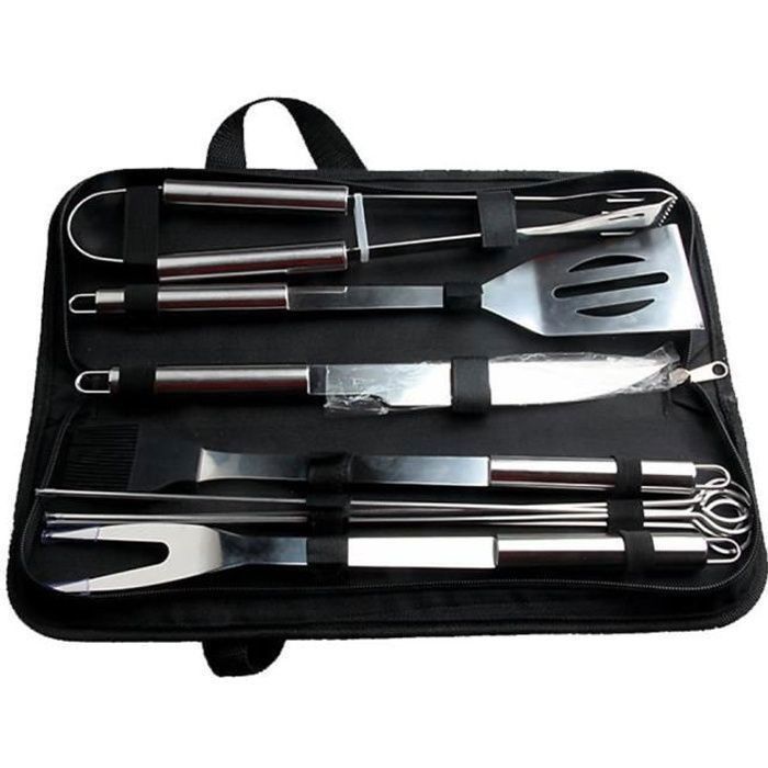 Stainless steel barbecue utensils for cooking in the garden