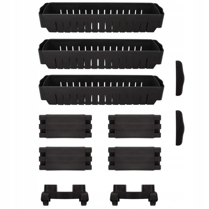 SPRINGOS® Scaffale a 3 ripiani con ruote - Unità di stoccaggio per cucina e bagno - Nero