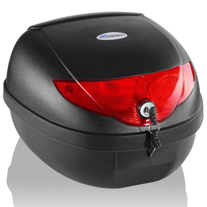 TRESKO® Top Case Moto Universel 24L | 2 clés incluses | Compatible 1 Casque, Éclaboussures, pour Moto, Scooter, Cyclomoteur & Quad