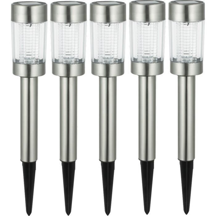 Zonne-energie-aangedreven bolderpalen - FIREFLY - Set van 5 - Roestvrij staal - LED - Bewegingsdetector