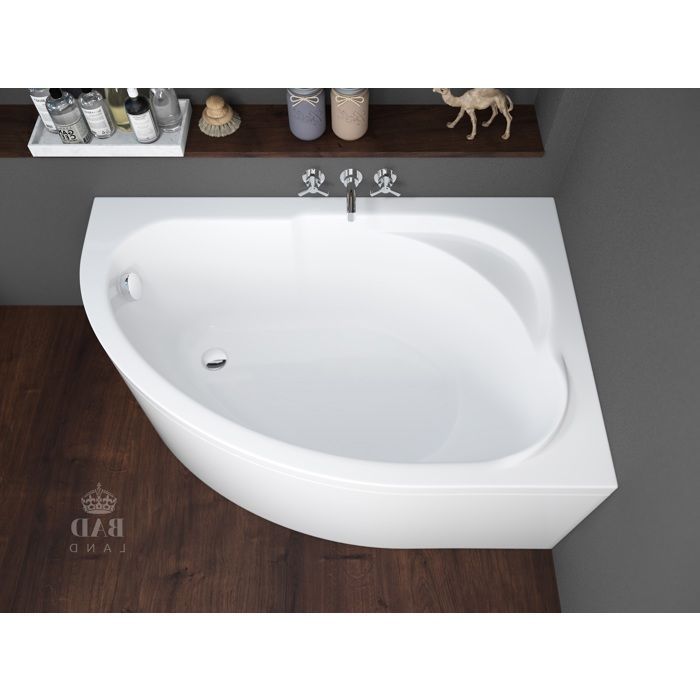 Corner bathtub 130x85 Right-hand opening + acrylic apron + siphon + standard feet