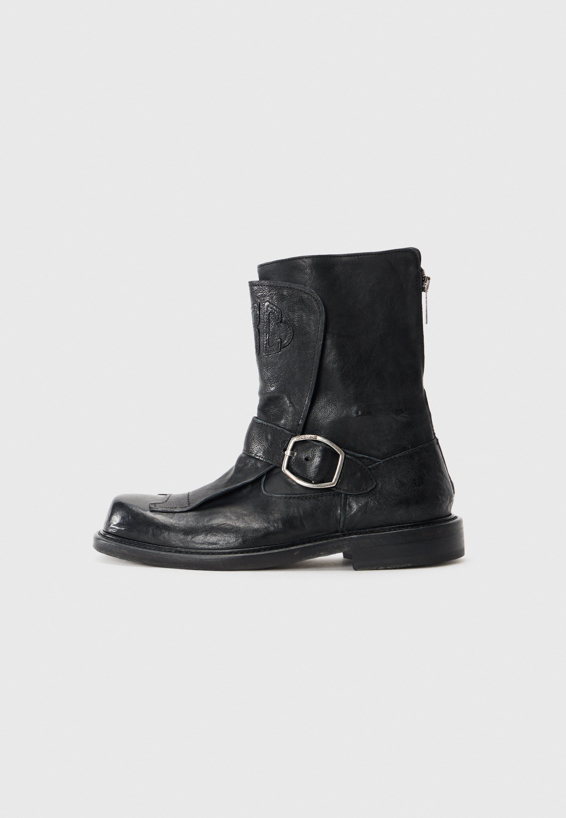 Roberto Cavalli COMBACT - Kaubojske/bajkerske čizme do gležnjeva - crne