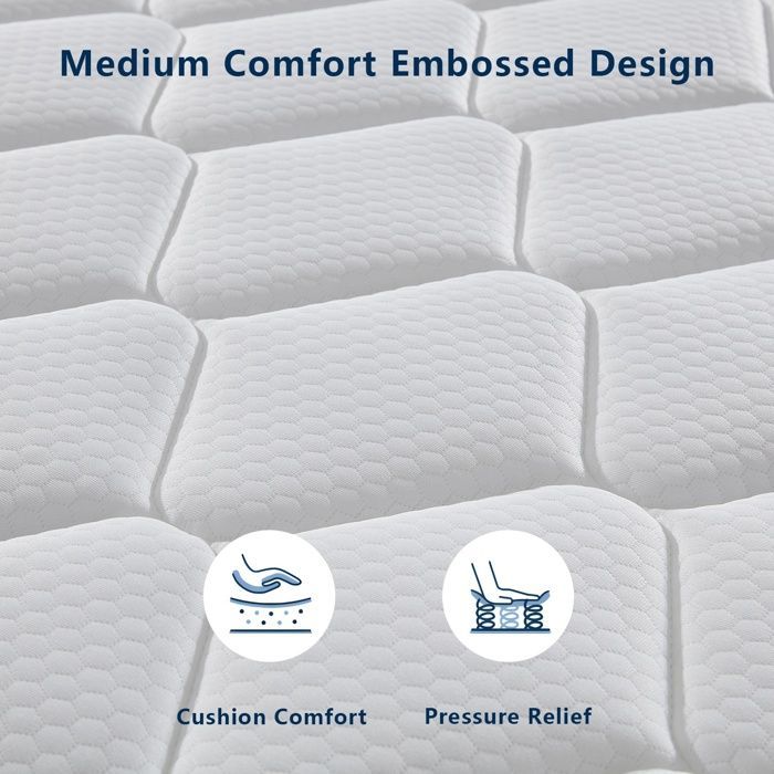 Colchón híbrido premium de 90x190 cm: muelles ensacados + espuma viscoelástica, 25 cm de grosor, ergonómico, firmeza media.