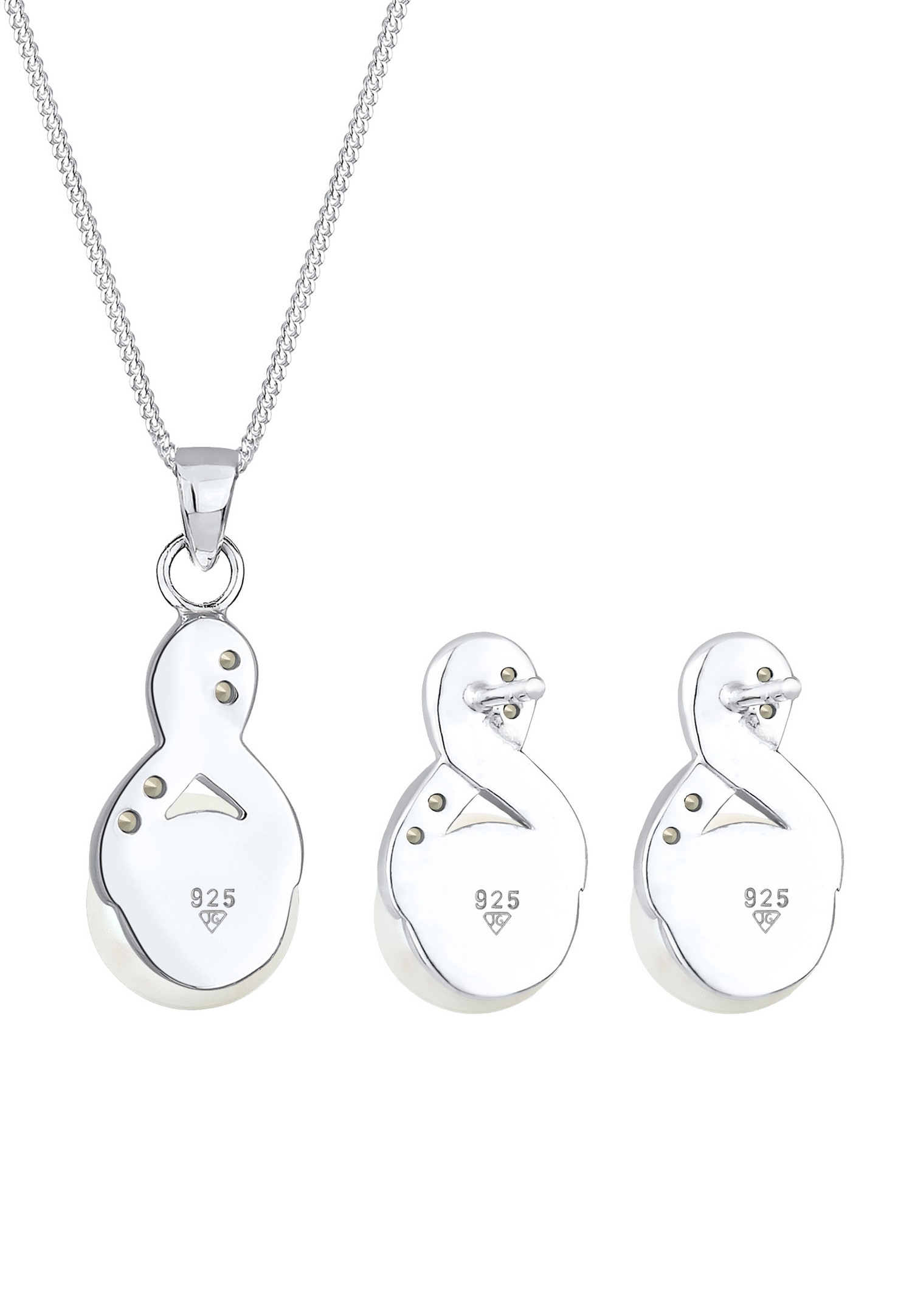 Elli Femmes Symbole Infinité Set Élégant Clous d'oreilles avec Perles de Culture d'Eau Douce et Cristaux en Argent Sterling 925